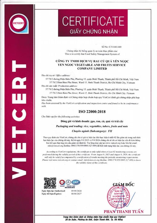 ISO 22000:2018 – Hệ thống quản lý an toàn thực phẩm